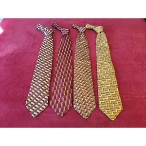 Ermenegildo Zegna Italian Silk 1 Wool Ties Lot of 4 Colorful Geometric Palm